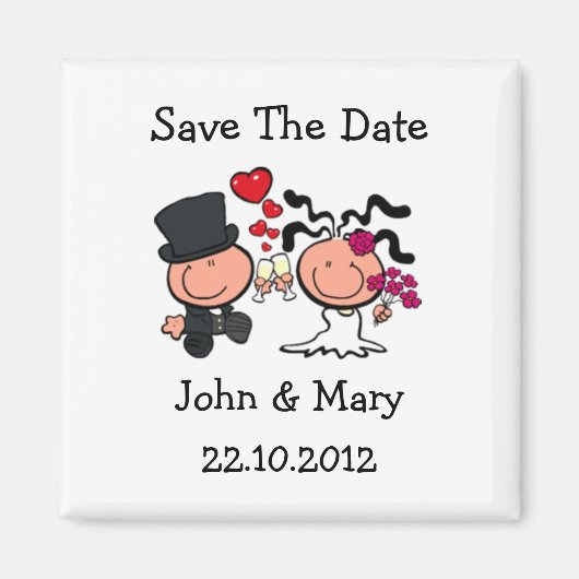 Save the Date Wedding Couple Cartoon Magnet (Vorne)