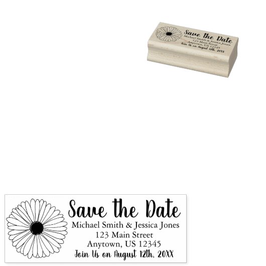 Save the Date Wedding Daisy Floral Blume Gummistempel (Stempel)