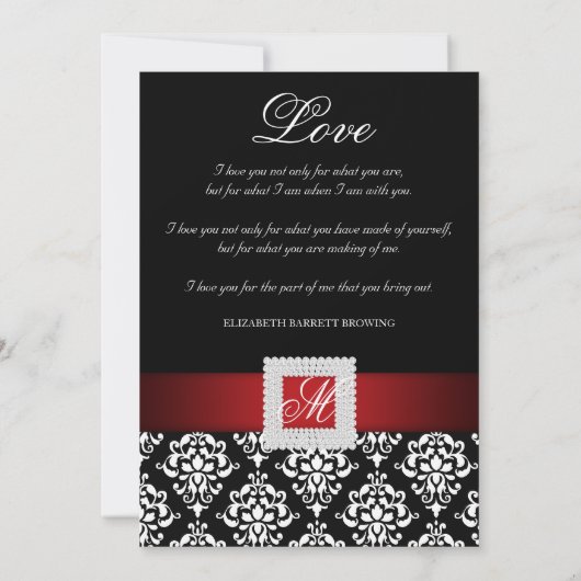 Save the Date Wedding Damask Jewel Red Schwarz-wei (Rückseite)
