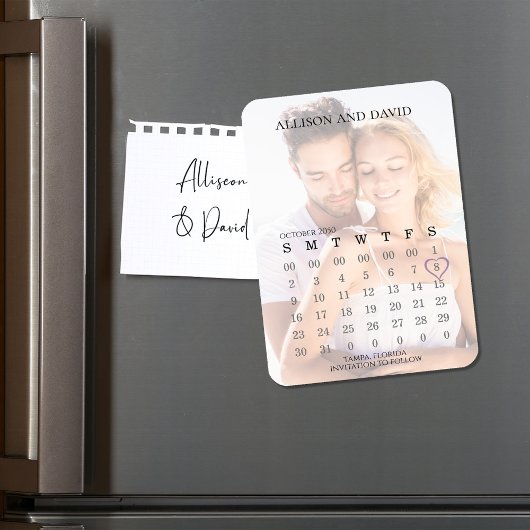 Save the Date Wedding Foto Calendar Einfach Magnet