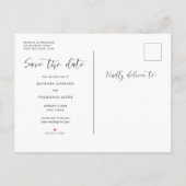Save the Date Wedding Foto Chic Script Stilvoll Ankündigungspostkarte (Rückseite)