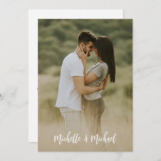 Save the Date Wedding Foto Simple Elegant QR Code (Vorne/Hinten)