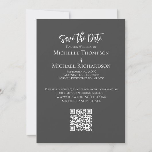 Save the Date Wedding Foto Simple Elegant QR Code (Rückseite)