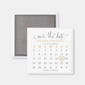 Save the Date Wedding Gold 5 Rows Kalender Magnet (Vorderseite/Rückseite)