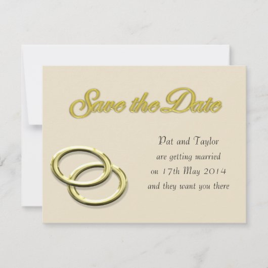 Save the Date Wedding Gold Rings Einladung (Vorderseite)