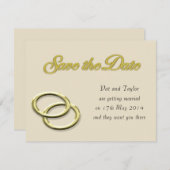 Save the Date Wedding Gold Rings Einladung (Vorne/Hinten)