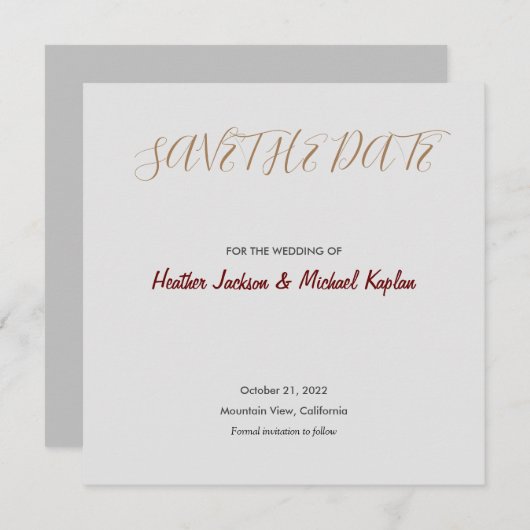Save the Date Wedding Gray Beruflich Classical (Vorne/Hinten)