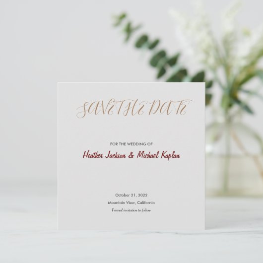 Save the Date Wedding Gray Beruflich Classical (Stehend Vorderseite)