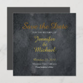 Save the Date Wedding Handwriting Laid Gray Gold (Vorne/Hinten)