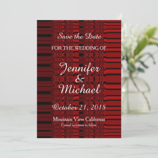 Save the Date Wedding Handwriting Red Modern (Stehend Vorderseite)