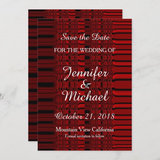 Save the Date Wedding Handwriting Red Modern (Vorne/Hinten)