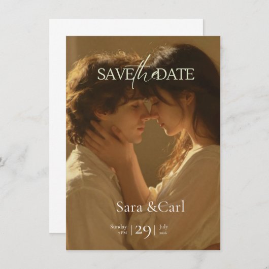 Save The Date Wedding Invitation | Romantic (Vorne/Hinten)