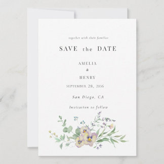 Save the Date Wedding Invitation Viola & Eucalypt Einladung
