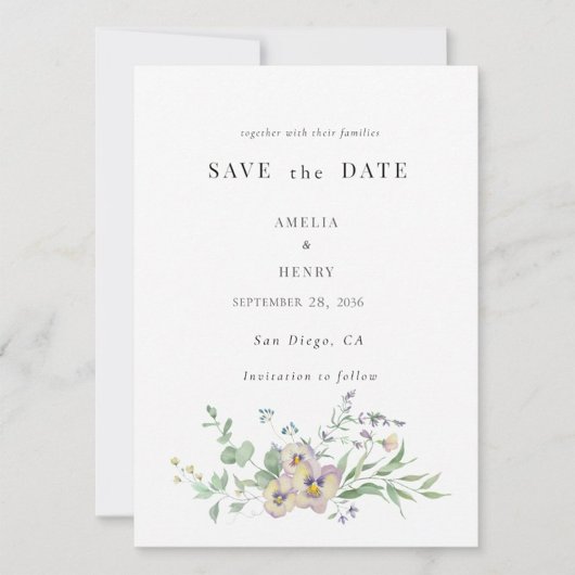 Save the Date Wedding Invitation Viola & Eucalypt Einladung