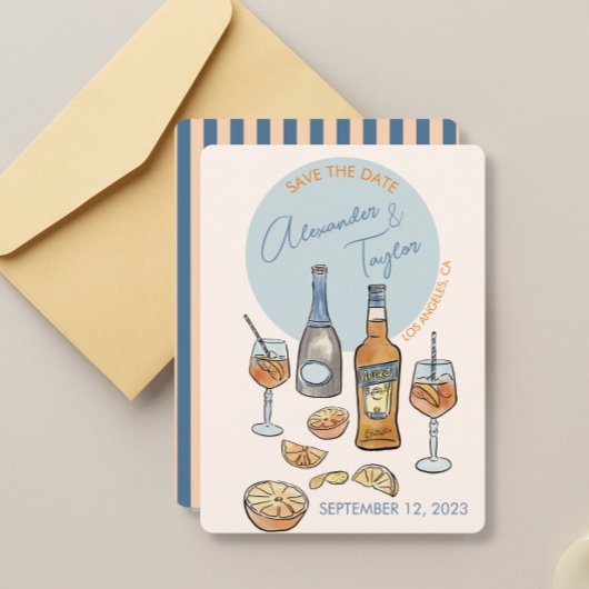 Save the Date Wedding Italian aperol spritz Orang