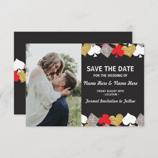 Save the Date Wedding Las Vegas Casino Foto (Vorne/Hinten)