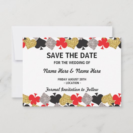 Save the Date Wedding Las- Vegaskasino-Karte (Vorderseite)