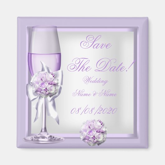 Save the Date Wedding Lavender Lila Lilac 3 Magnet (Vorne)