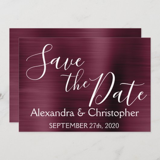 Save the Date Wedding Lila Burgundy (Vorne/Hinten)