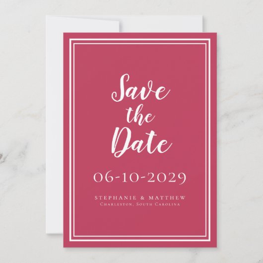 Save the Date Wedding Magenta Red Simple Modern (Vorderseite)