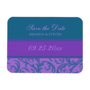 Save the Date Wedding Magnet Aquamarin Plum