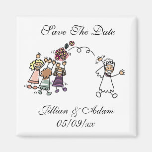 Save the Date Wedding Magnet Bride Throws Bouquet