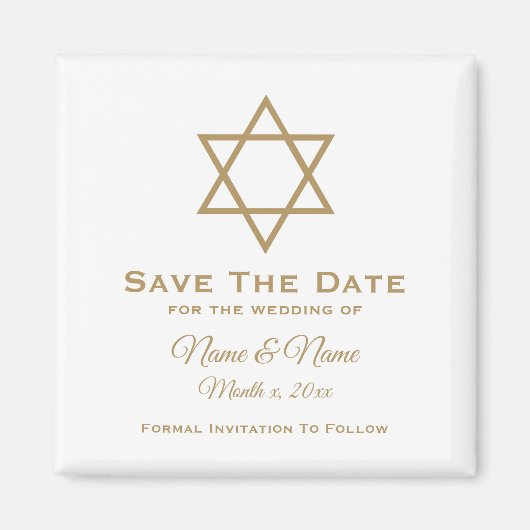 Save the Date Wedding Magnet : David Star (Vorne)