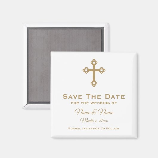 Save the Date Wedding Magnet : Religiöses Kreuz (Vorderseite/Rückseite)
