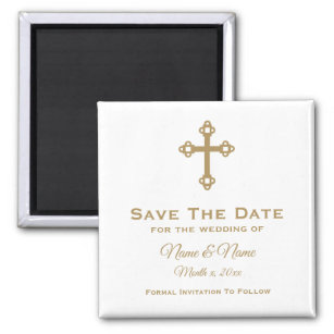 Save the Date Wedding Magnet : Religiöses Kreuz
