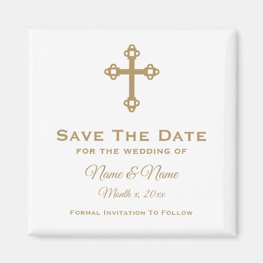 Save the Date Wedding Magnet : Religiöses Kreuz (Vorne)