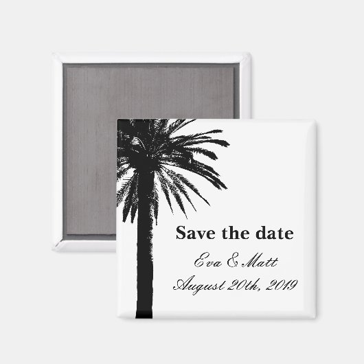 Save the date wedding magnets with palm tree image magnet (Vorderseite/Rückseite)