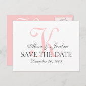 Save the Date Wedding Monogram Announcement Card Ankündigungspostkarte (Vorne/Hinten)