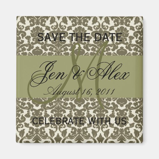 Save the Date Wedding Monogram Taupe Magnet (Vorne)