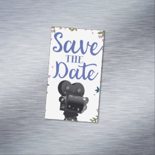 Save the Date Wedding Movie Camera Magnetische Visitenkarte