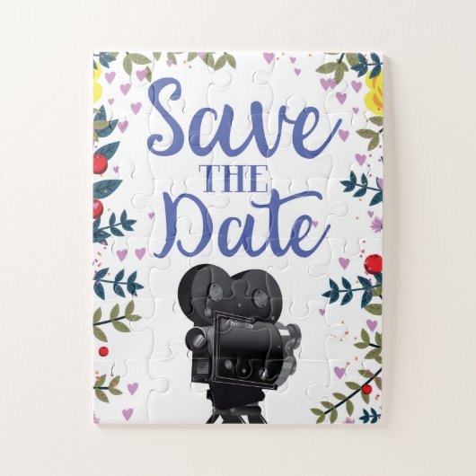 Save the Date Wedding Movie Camera Puzzle (Vertikal)