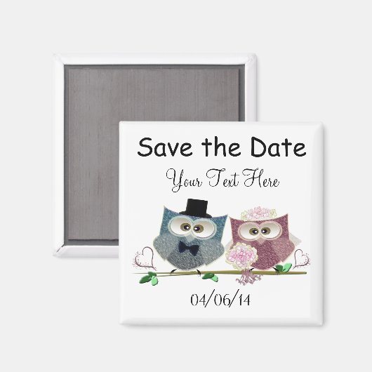 Save the Date Wedding Owls Art Magnet (Vorderseite/Rückseite)