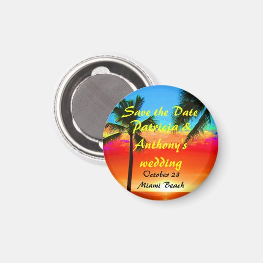 Save the Date Wedding Palm Trees Magnet (Vorderseite/Rückseite)