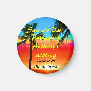 Save the Date Wedding Palm Trees Magnet