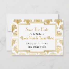 Save the Date Wedding Party 20ties Gold Fan Deko