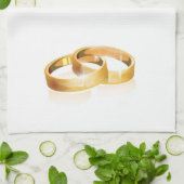 Save the Date Wedding Rings Geschirrtuch (Gefaltet)