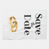 Save the Date Wedding Rings Geschirrtuch (Horizontal)