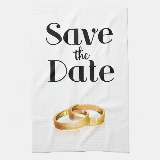 Save the Date Wedding Rings Geschirrtuch (Vertikal)