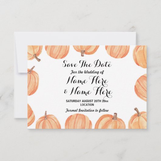 Save the Date Wedding Rustic Pumpkin Wasserfarbe (Vorderseite)