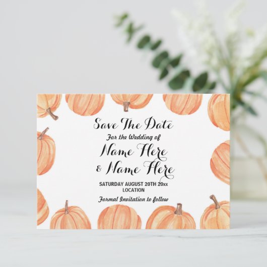 Save the Date Wedding Rustic Pumpkin Wasserfarbe (Stehend Vorderseite)