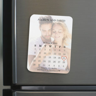 Save the Date Wedding Simple 5 Row Calendar Foto Magnet