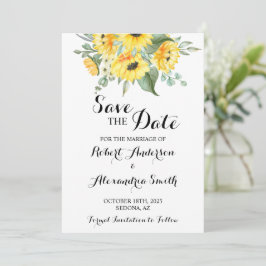 Save the Date Wedding Sunflowers Grüne Einladung