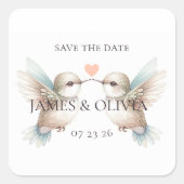 Save the Date Wedding Themed Quadratischer Aufkleber (Vorderseite)