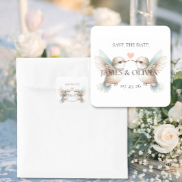 Save the Date Wedding Themed Quadratischer Aufkleber