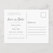 Save the Date Wedding Ultimate Gray Simple Modern Ankündigungspostkarte (Rückseite)