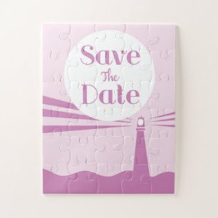 Save the Date Wedding Vintag Lighthouse Puzzle